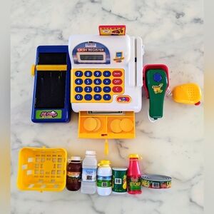 Deluxe Electronic Cash Register Set with Scanner and Accessories.